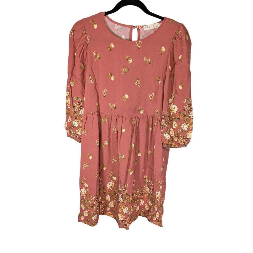Bebop Be You Be Free Juniors Gray Floral Half Button Front Dress Size Small